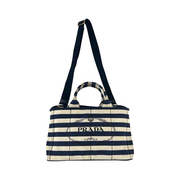 Prada Canapa Striped Tote Bag - Picture 4 of 11